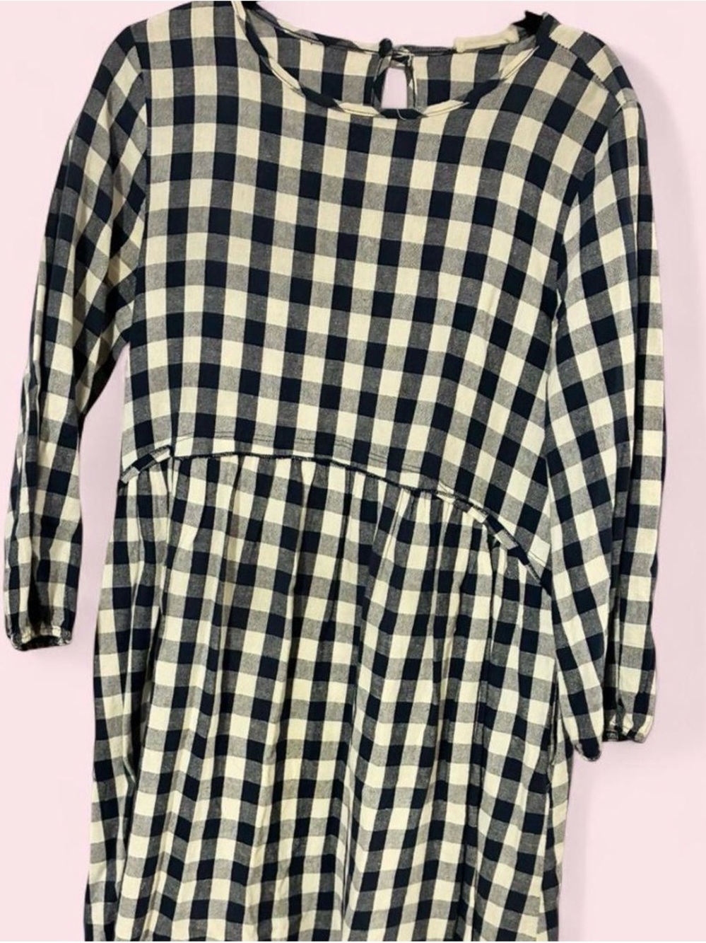 Flamingo Urban Navy & Cream Gingham Long Sleeve Dress